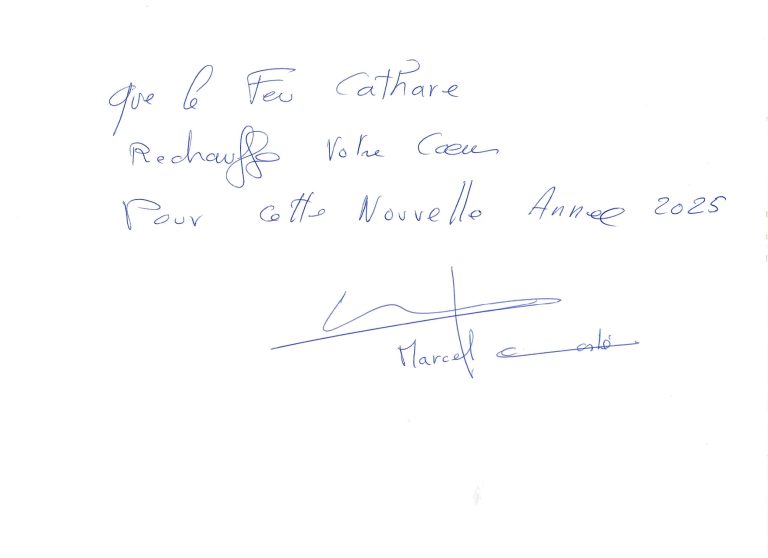 Marcel coste dans un texte manuscrit adresse les meilleurs voeux de la FLETC pour 2025