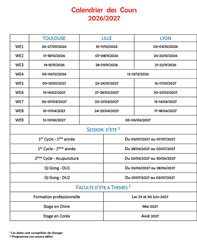 calendrier FLETC 2026/2027